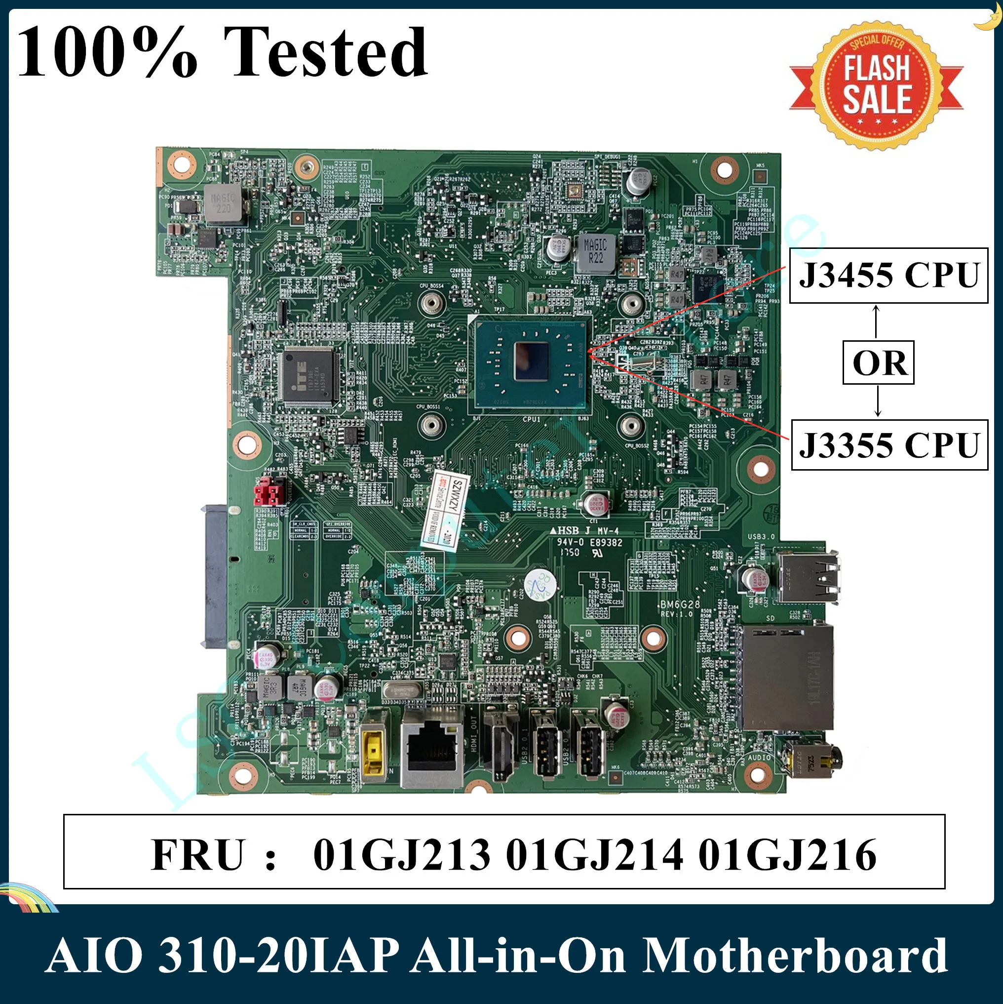 Материнская плата LSC для Lenovo AIO 310 20IAP All in On с процессором J3455 или J3355 FRU 01GJ213 01GJ214 01GJ216