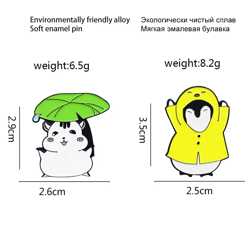 

Penguin Chicken Bear Cute Animal Lapel Pin Magic Hat Bow Goldfish Bowl Lotus Leaf Badge Cartoon Cute Elf Enamel Brooch
