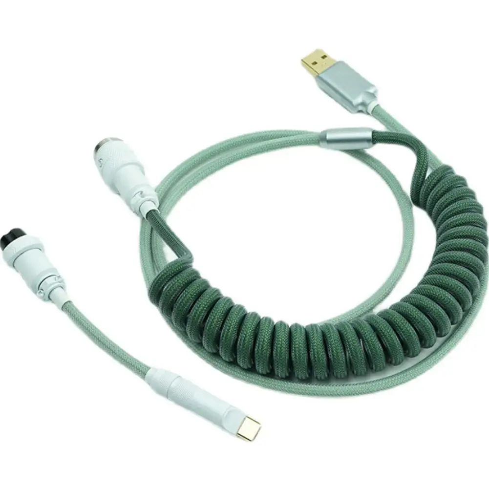 

Chrome-plated Aviation Plug Customized Mechanical Keyboard Data Cable For GMK Theme SP Keycap Matrix Noah Theme Olive Green Colo