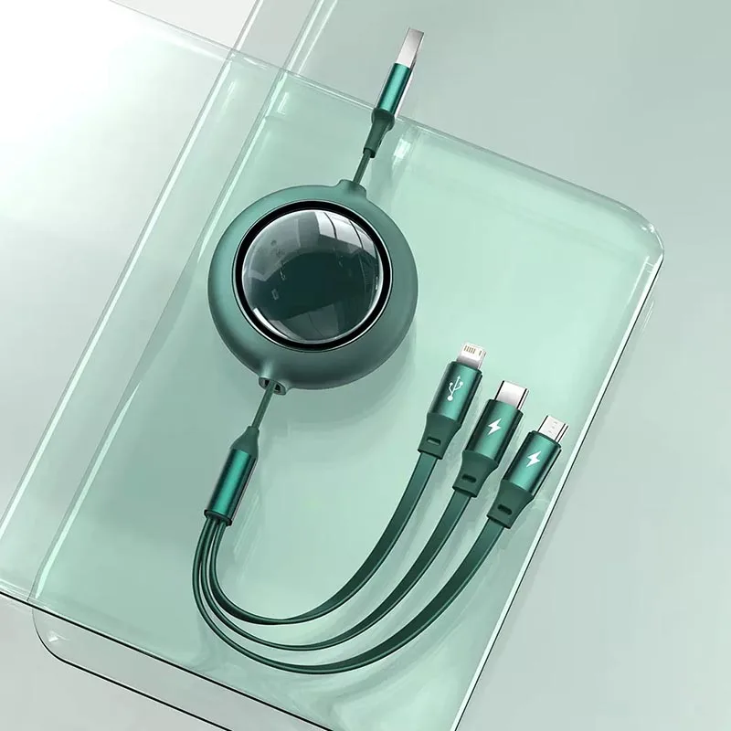 

New Youpin 3 in 1 USB Charging Cable for iPhone 12 Pro Max Retractable Micro Type C 3.5A Fast Charging for Huawei Xiaomi Samsung