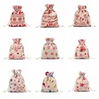 Рождественская сумка конфет с золотым тиснением, Льняная сумка для печенья, украшения, Рождественский кулон, Рождественская елка, подвесной декор, Детская сумка на подарок, предложение Noel