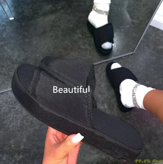 Сандалии женские универсальные для дома прочные шлепанцы плоская подошва