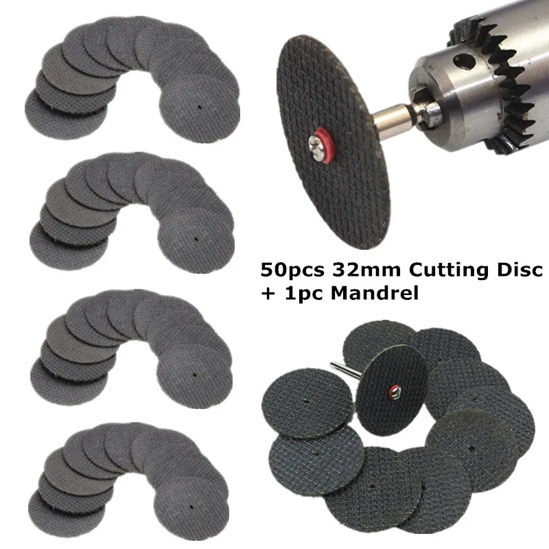 

Аксессуары для Dremel, абразивные инструменты, мини-дрель 32 мм с 1 оправкой, диск для резки смолы, отрезное колесо, отрезное колесо, 50 шт.