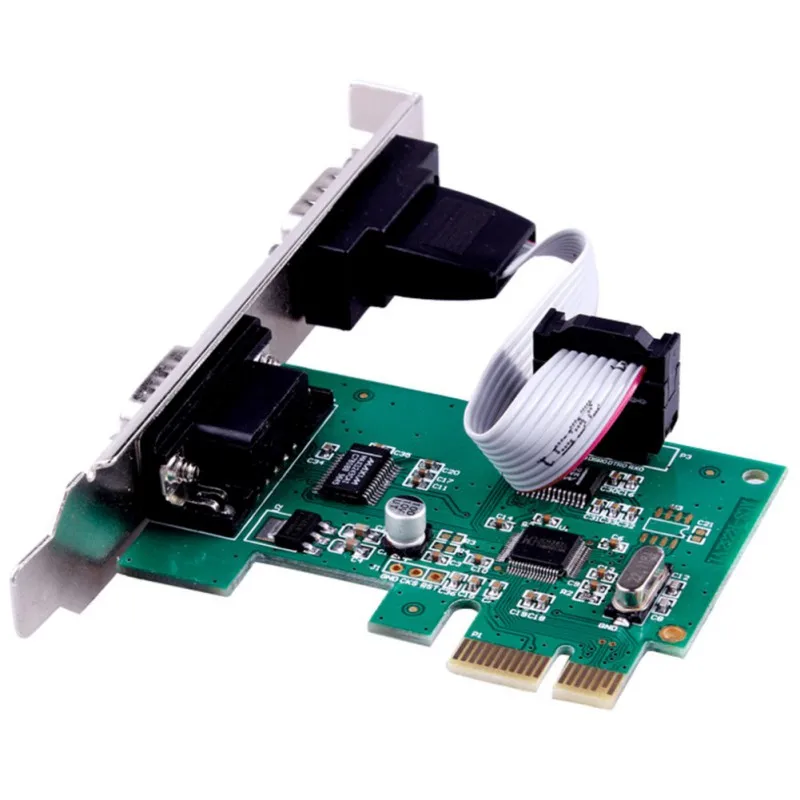 10 Pcs PCIe Serial Expansion Card 2 Port RS232 Com Serial Port PCI Express Converter Adapter for Windows Linux