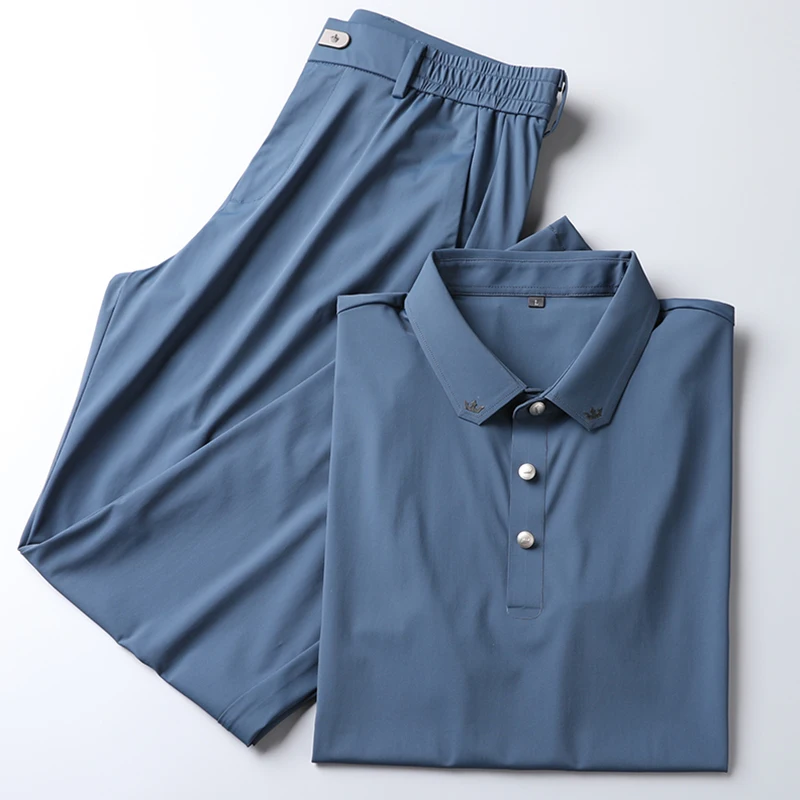 

2021 core single product Brand rubber pressing craft 2021 summer Luxury ultra-thin ice silk men's leisure sports suit