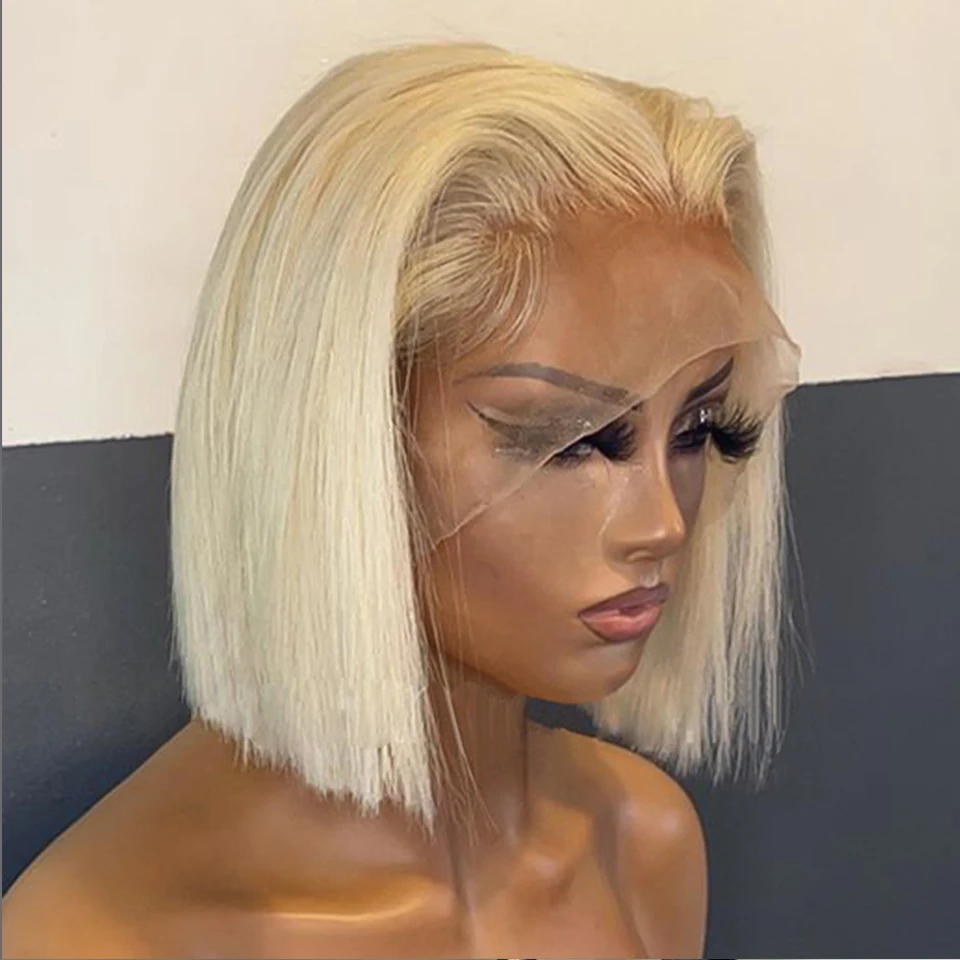

613 Lace Front Human Hair Wigs T Part Short Bob Frontal Wig