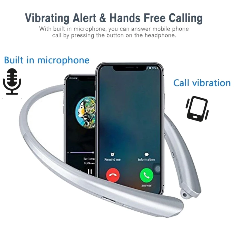 Bluetooth retractable headphones wireless earplugs neckband high-definition stereo and microphones | Электроника