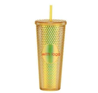 diamond radiant goddess cup 710ml summer cold water cup tumbler with straw double layer plastic durian coffee mug with logo