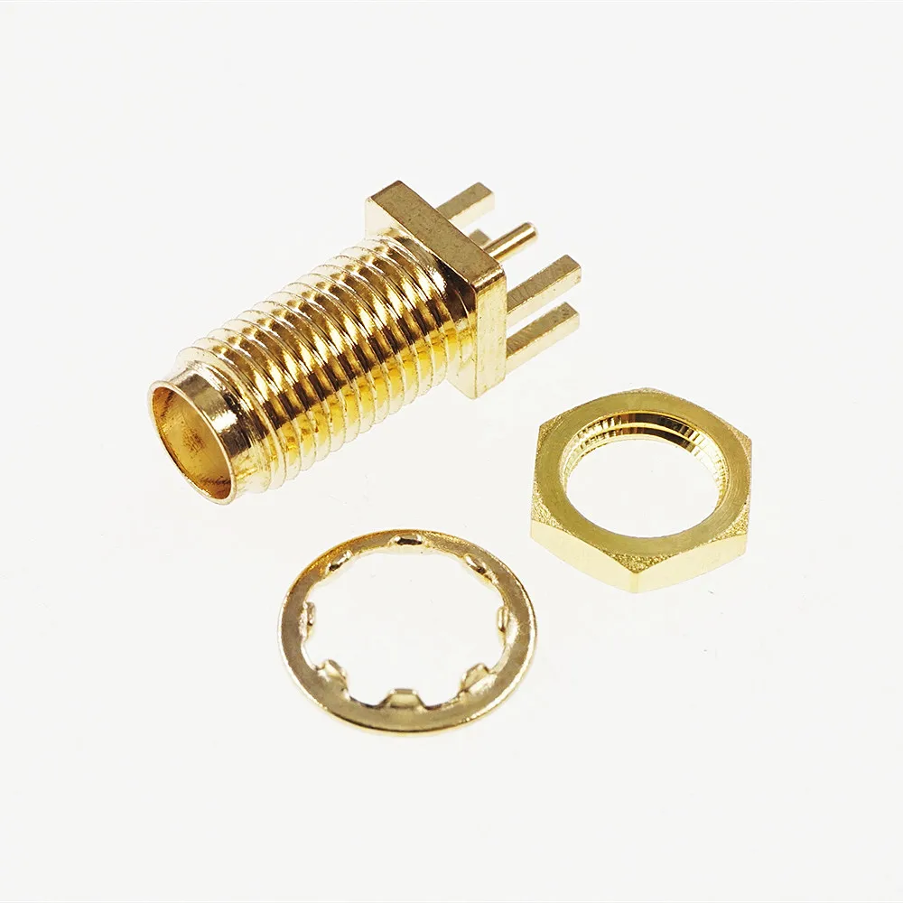 50 pcs Gold Plate SMA Jack Receptacle Female Socket Ohm Board Edge End Launch Solder Tab coaxial RF connector 16.5mm Height |