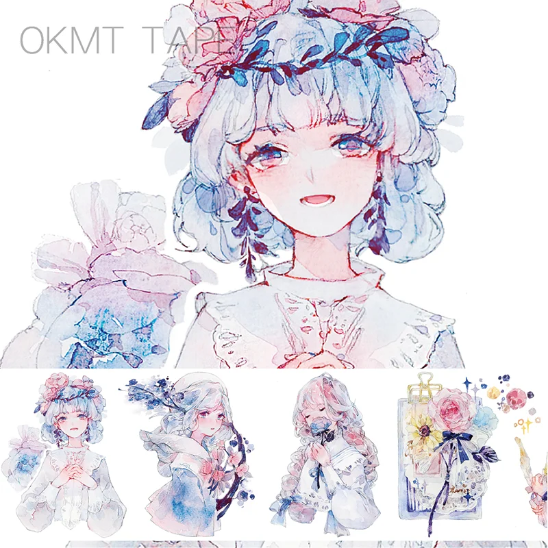 1 шт. 6 5 см х м синего цвета для девочек в цветочек васи лента клейкая Бумага