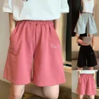 Шорты женские в стиле Харадзюку с вышивкой, эластичные Простые студенческие шорты в Корейском стиле, в стиле оверсайз, с карманами, шорты, # YY, на лето