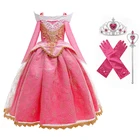 Платье принцессы Спящей красавицы для девочек, кружевное платье с длинными рукавами для детей, великолепные наряды на Хэллоуин, Рождество, вечевечерние