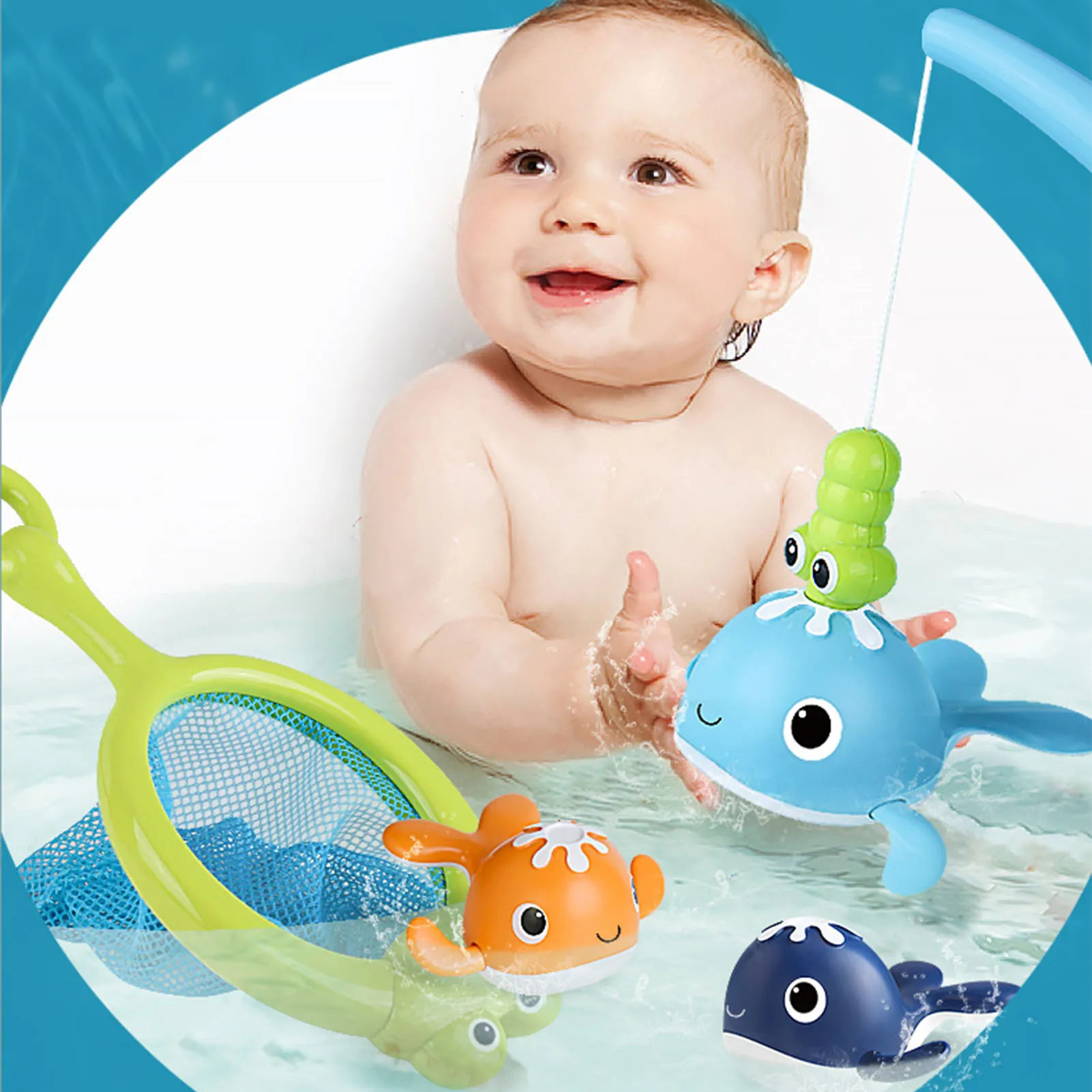 

Bath Toys Fishing Games Swimming Whales BPA Free Water Table Pool Bath Time Bathtub Tub Toy For Toddlers competent