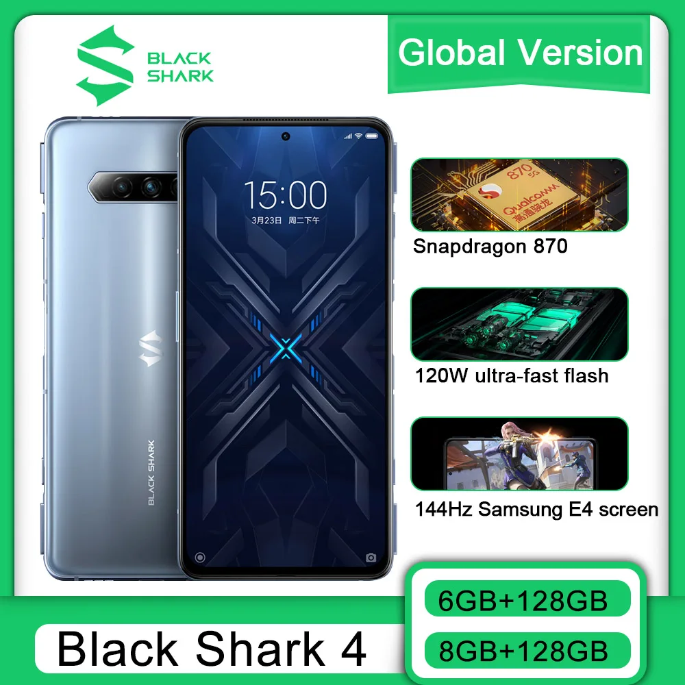 

Global Version Black Shark 4 8GB 128GB Smartphone Snapdragon 870 144Hz Refresh Rate E4 AMOLED Screen DC Dimming UFS 3.1