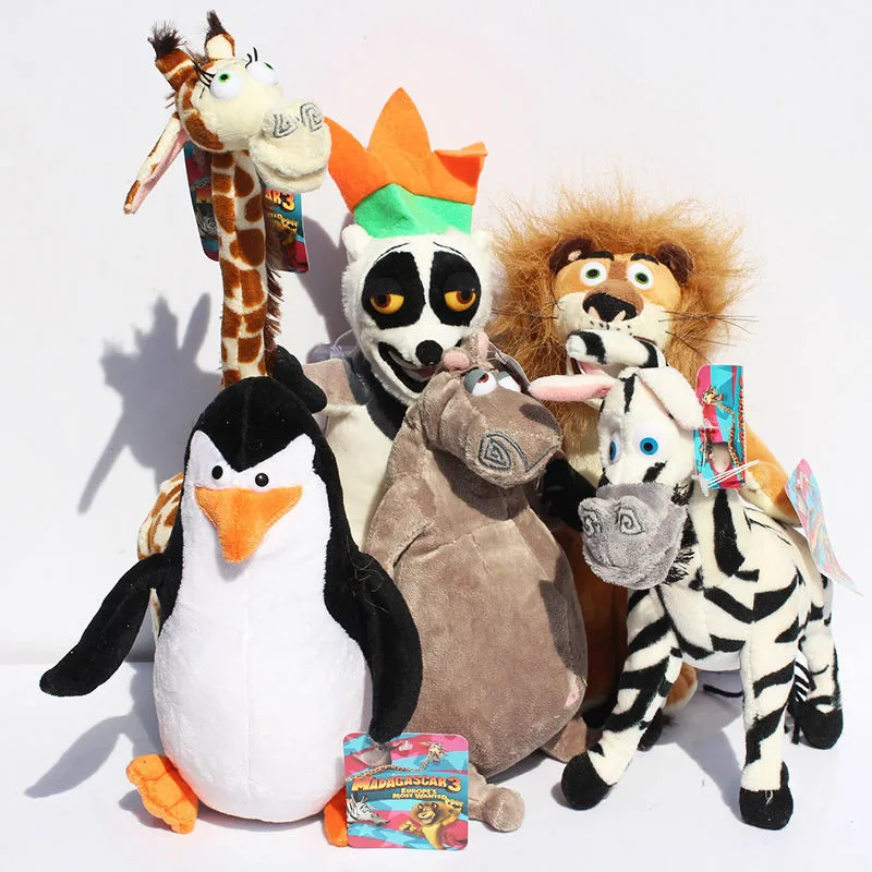 Cartoon Lion Giraffe Penguin Zebra Hippo Lemur Dolls Kids Baby Birthday Gifts