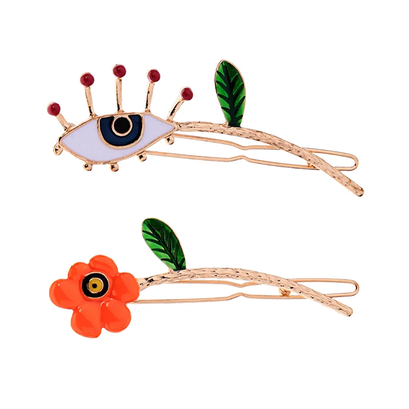 Orange Barrettes BALANBIU двухтипная уникальная многоцветная эмаль цветы сглаз брошь и Заколки для женщин Подарки Мода Золотой цвет ювелирные изделия - Окраска металла: Orange Barrettes
