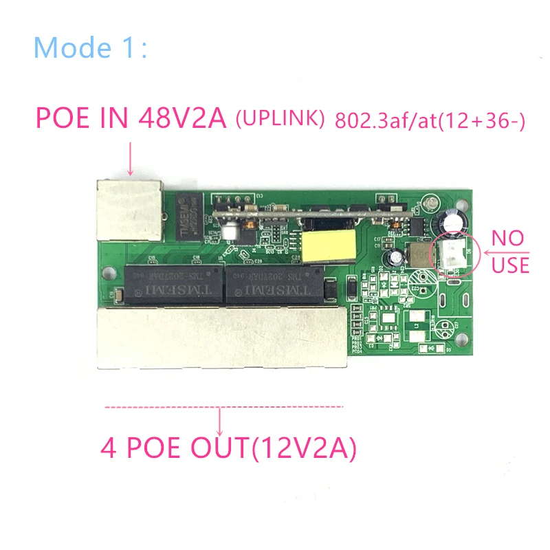Poe-коммутатор POE с реверсивной мощностью, 5 В/12 В/24 В, 90 Вт/4 = 15 Вт, 100 Мбит/с, 802.3AT, 45 + 78-5 в постоянного тока ~ 30 В, с большим радиусом, POE