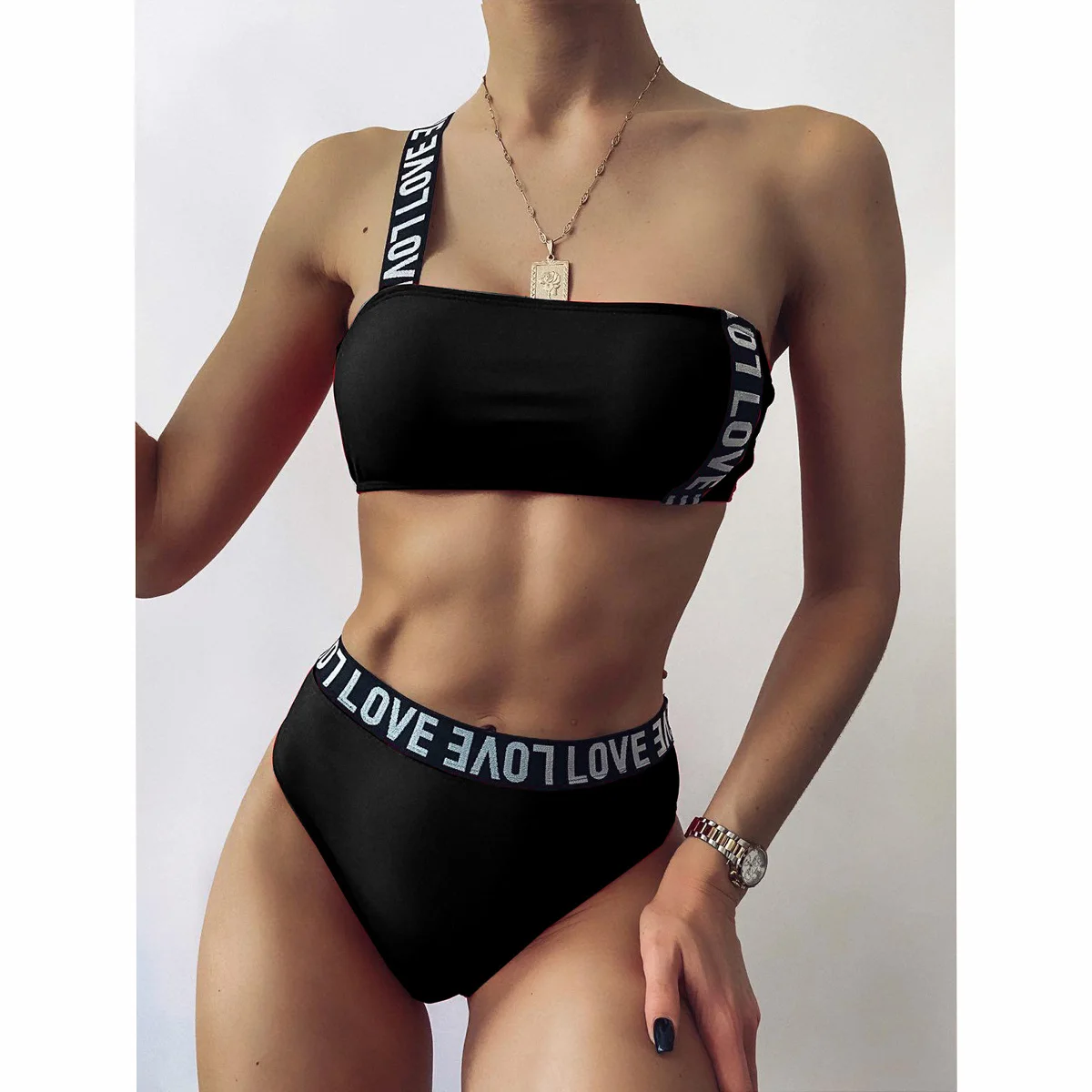 

High Waist Bikinis 2021 Sexy Women Swimsuit Swimwear Female Bandeau Bandage Brazilian Bather Bikini Set Bathing Suit Biquini