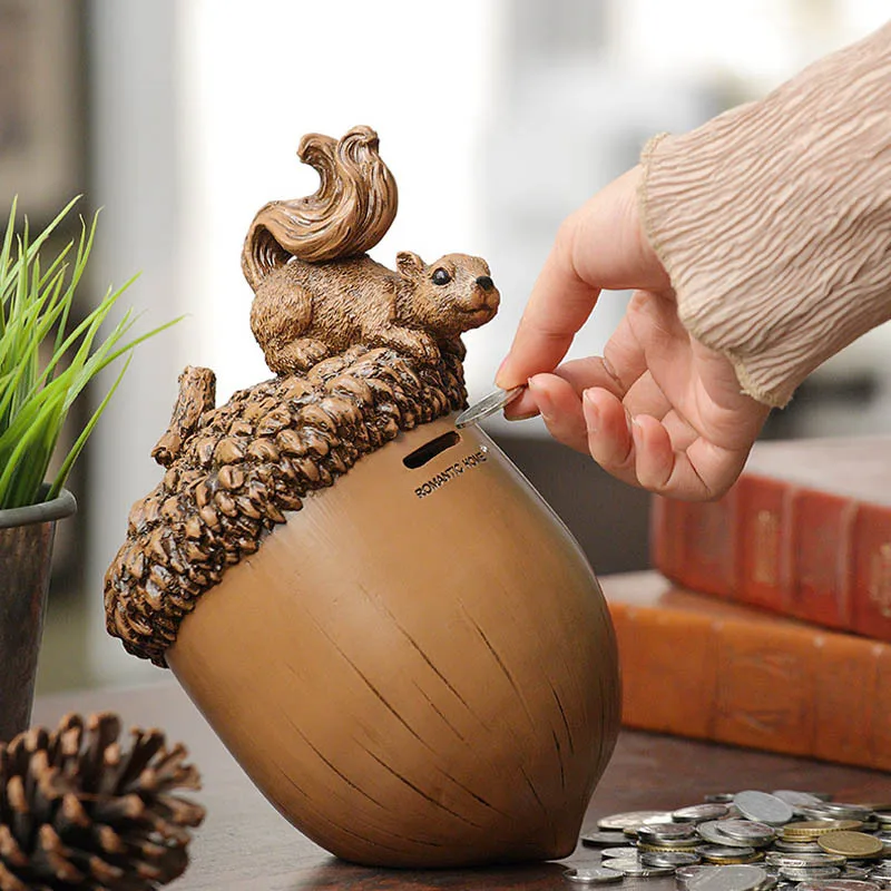 

Modern Animal Squirrel Nut Box Money Saving Home Decoration Accessories Bank Crafts Model Save the Children Birthday Gift