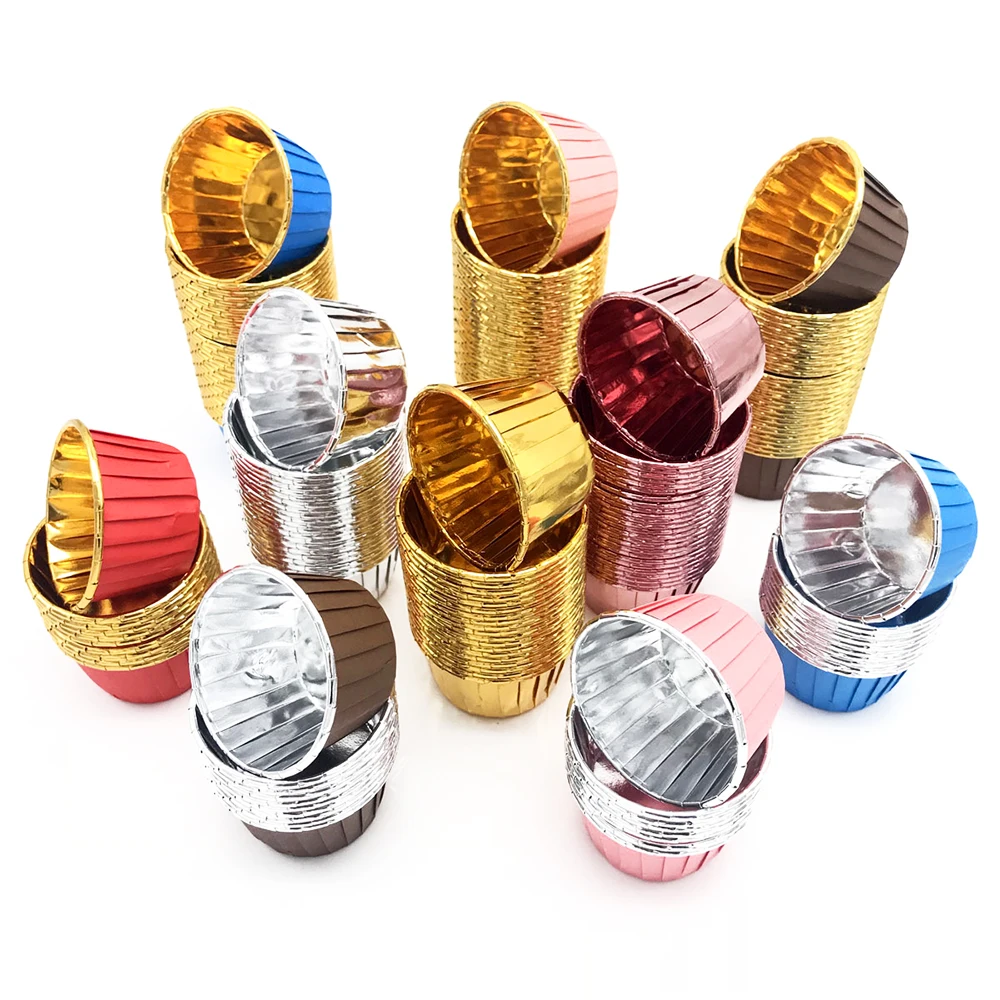 50 шт. Золотая бумажная чашка для кексов маслостойкая Подложка поднос выпечки
