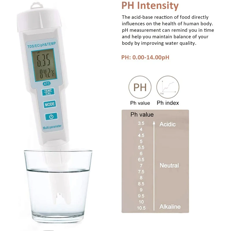 New 4 in 1 PH/TDS/EC/Temperature Meter PH Digital Water Quality Monitor Tester for Pools Drinking Aquariums | Спорт и развлечения