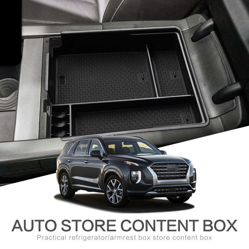 Caja de almacenamiento para reposabrazos Central de coche, organizador flocado, accesorios de soporte para contenedores, para Hyundai Palisade LX2 2020