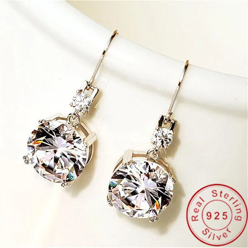 Сверкающих 100% 925 серебро падение Earrring 3ct AAAAA cz массивные вечерние свадебные серьги
