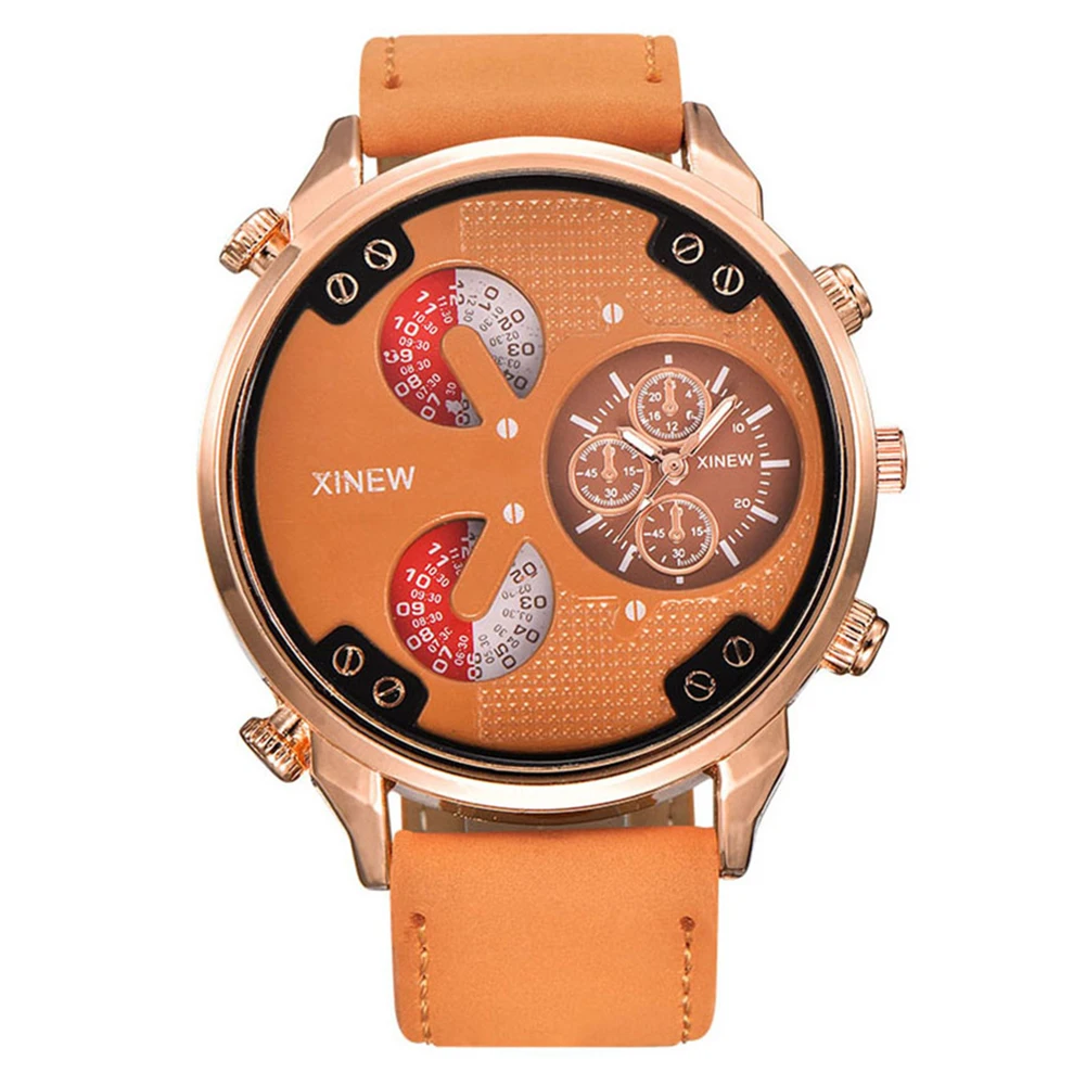 

Fashion Faux Leather Band Small Dials Men Casual Analog Quartz Wrist Watch Gift Mas-culino Fashion Men's Watch Large Dial Milita