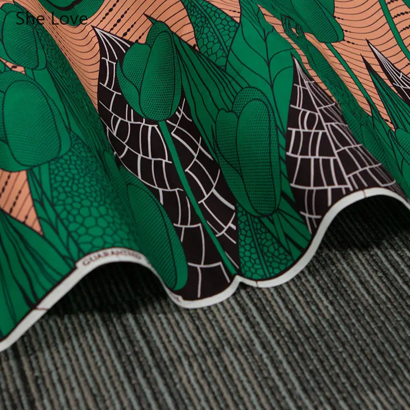 Африканская ткань Chzimade с принтом лотоса из натурального воска 3 ярда 100% хлопок