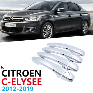Хромированная накладка на дверную ручку для Citroen C-Elysee 2012  2019, отделка, украшение автомобиля, молдинг, гарнир, накладной протектор Стайлинг