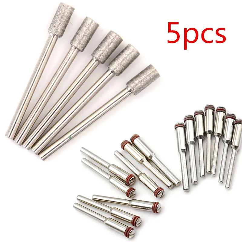 

5Pcs/set Cylindrical Diamond Glasses Jade Burr Bits Carving Polishing Rotary Tools3/5/10/45mm