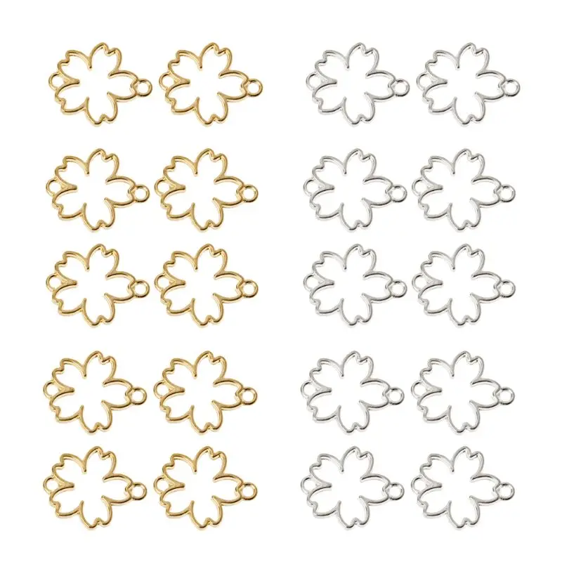 

10Pcs DIY Cherry Flower Frame Pendant Open Bezel Setting UV Resin Jewelry Making