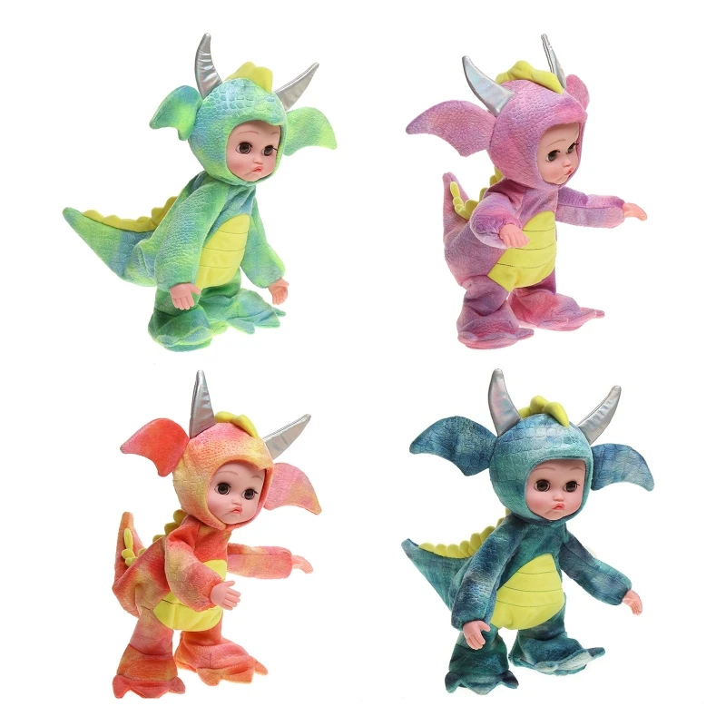 

Y3NF 15''Baby Girl Boy Doll Reborn Toy Dinosaur Clothes Vinyl Dancing Wagging Tails