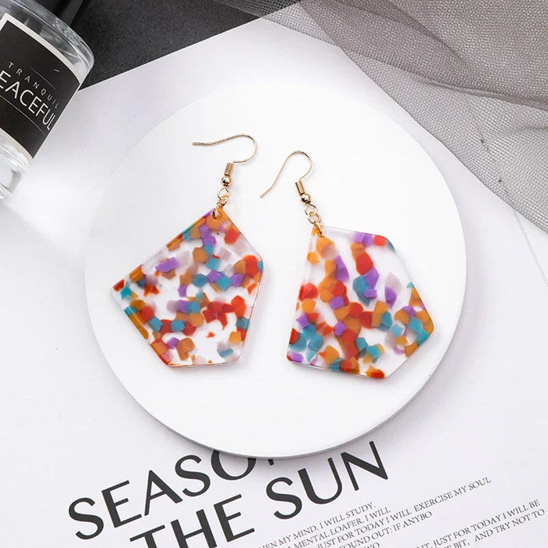 Новые модные ювелирные изделия Необычные геометрические разноцветные акриловые