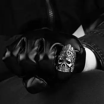 

Ancient Maya Mysterious Chief Skull Titanium Steel Ring R149-8 GMYR149