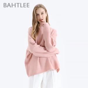 Женский бархатный свитер BAHTLEE из яка с длинными рукавами, осенне-зимний шерстяной вязаный джемпер, пуловеры, Свободные Теплые