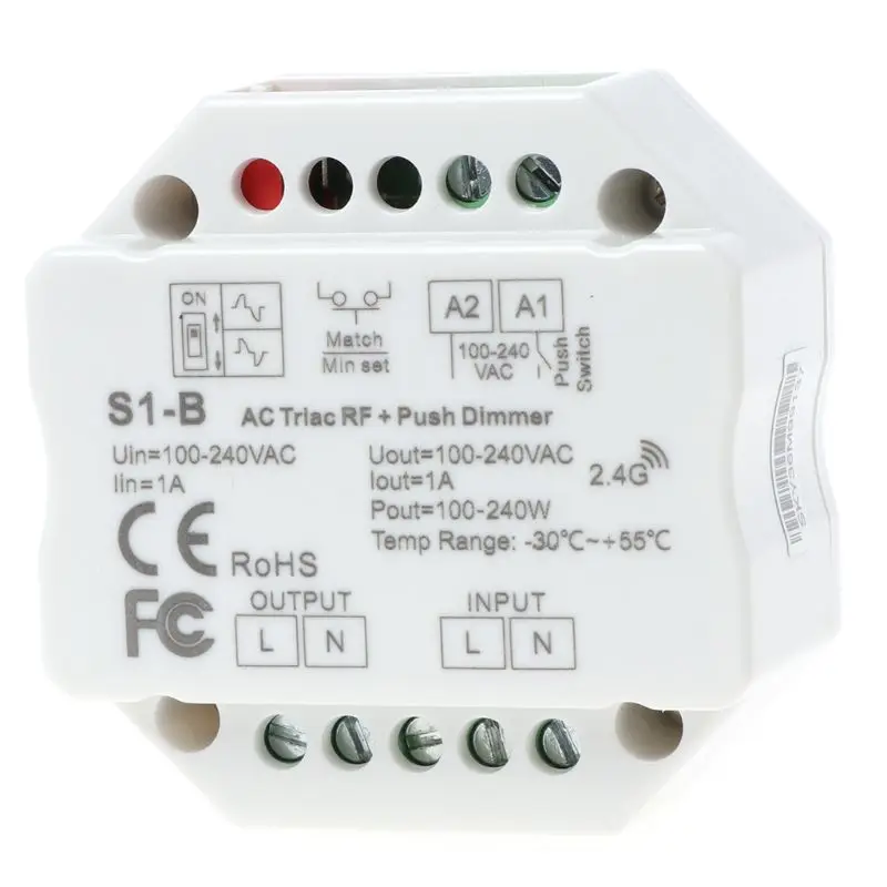 Wireless AC RF Triac Dimmer With 2.4G Remote Controller Kit Dimmable Push Switch For LED Lamp | Освещение