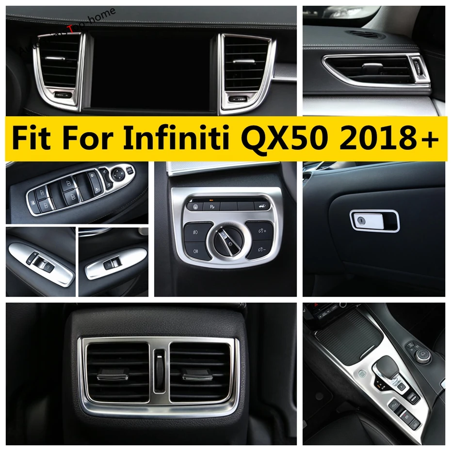 

Shift Gear Head Light Lamp Button AC Air Conditioning Panel Cover Trim Stainless Steel Accessories For Infiniti QX50 2018 - 2021