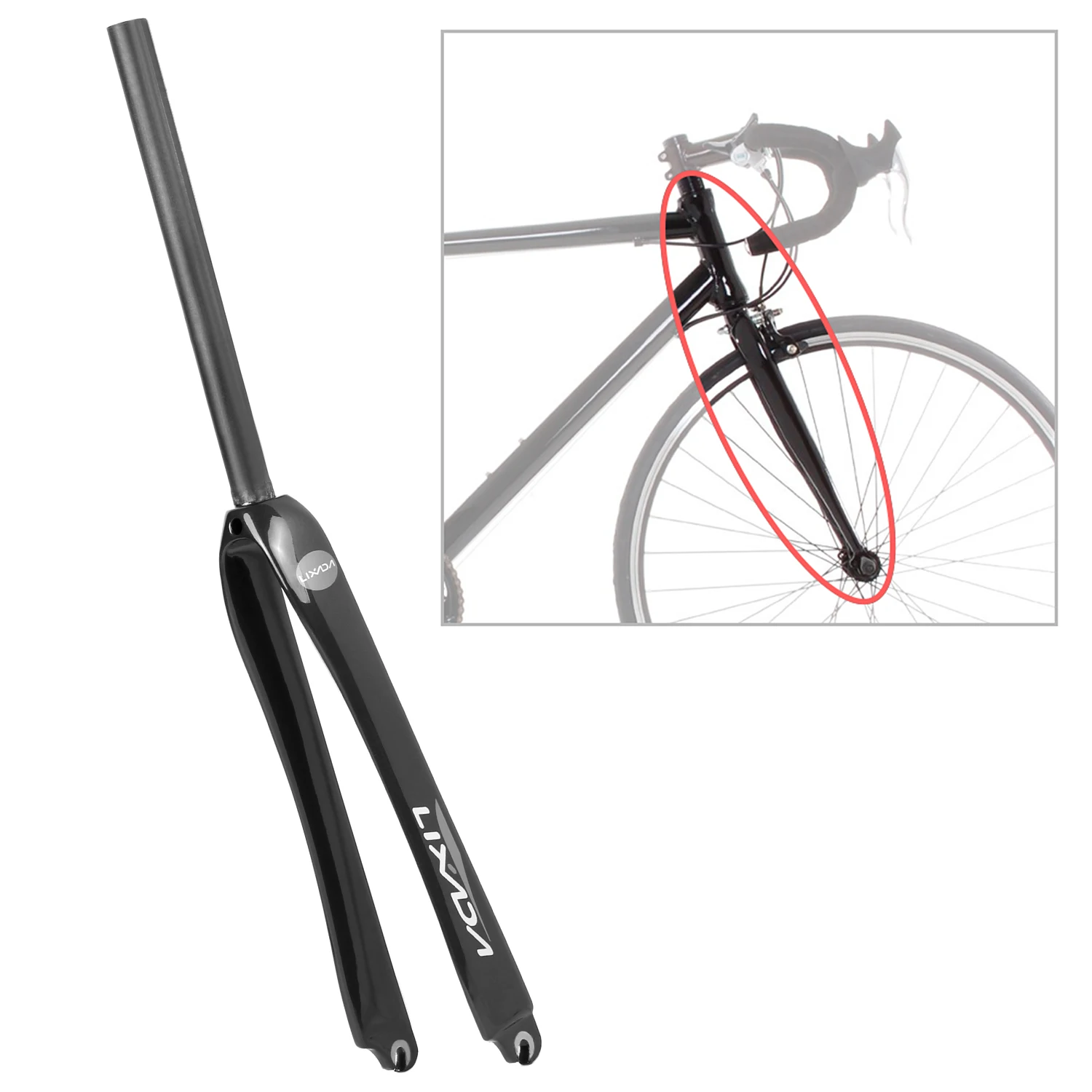 Lixada 25.4mm Bike Fork Fixie Front MTB Ultralight Full Carbon Fiber Road Bicycle 700C Cycling Fixed Gear | Спорт и развлечения