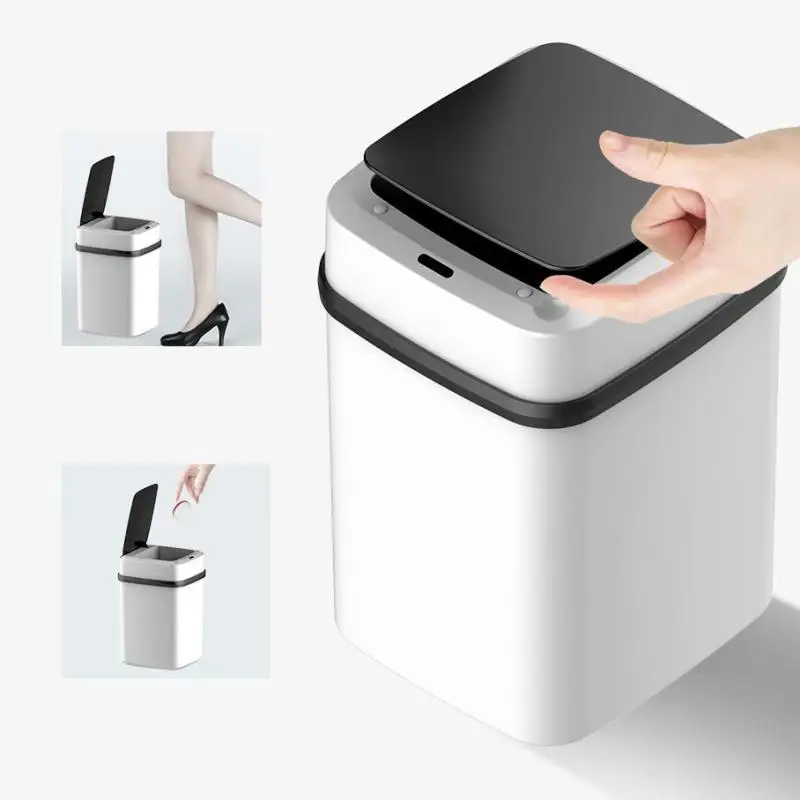 

15L Smart Sensor Electric Waste Bin Intelligent Trash Can Automatic Sensor Dustbin Home Rubbish Can For Kitchen Bathroom Garbage