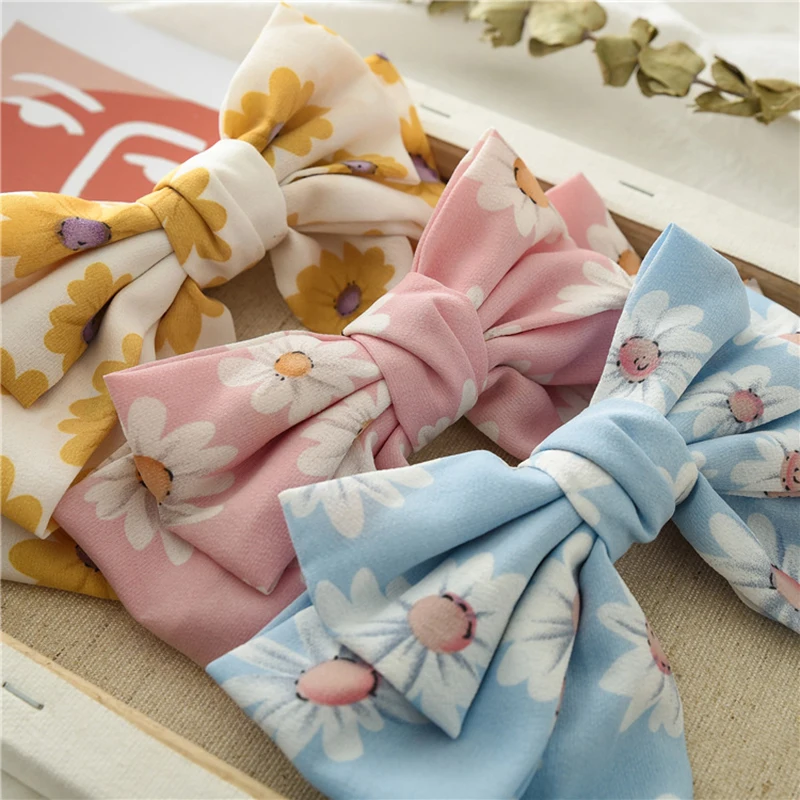 Заколка для волос женская 3 слоя большие банты розовая желтая шпильки конский