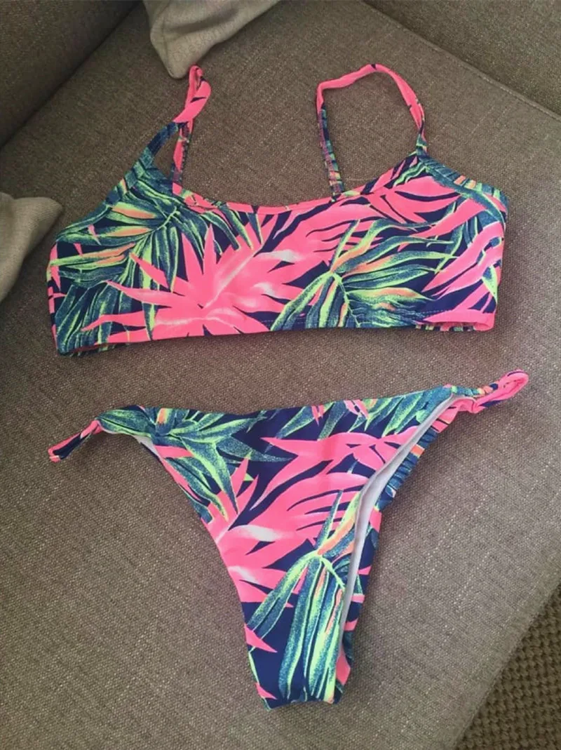 Женский винтажный купальник с цветочным принтом пуш-ап | Спорт и развлечения