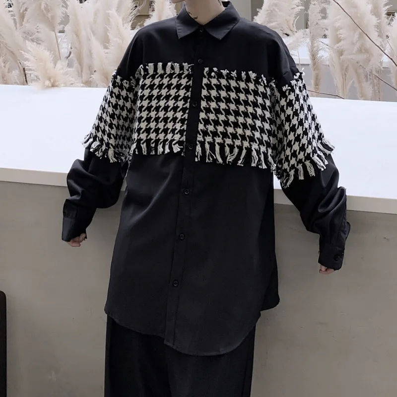 Повседневные мужские рубашки Япония уличная одежда свободная рубашка