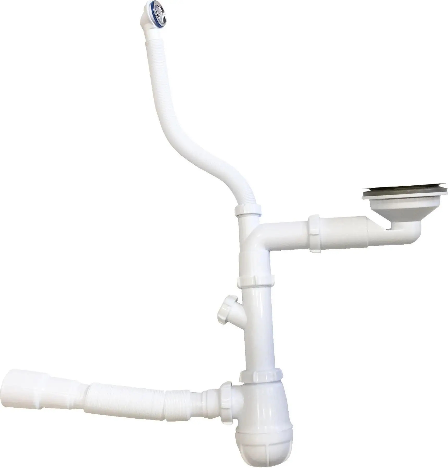 Aquant Сифон для мойки со смещением 3 1/2&quotх40 с отводом с/м и круглым переливом