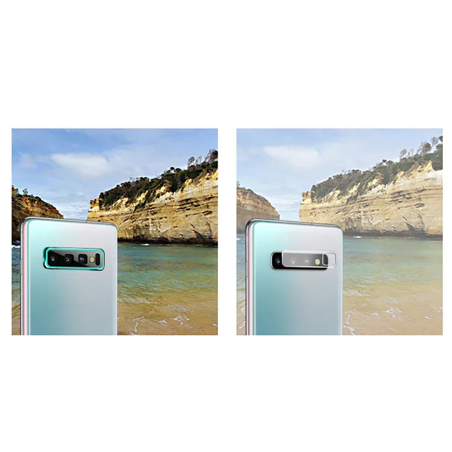 Чехол для объектива камеры samsung S10 Plus металлическое кольцо + закаленное стекло
