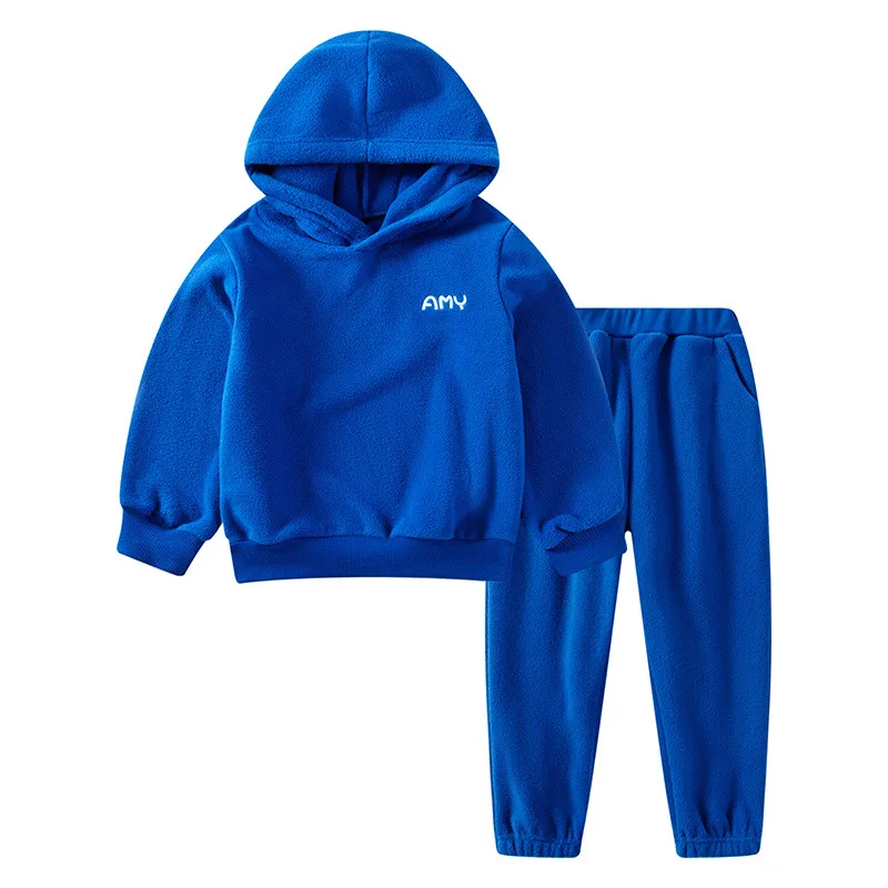 

Autumn Winter Polar Fleece Tracksuit for Children Comfortable Soft Hoodies Sweatpants Sport Suit Boys and Girls Clothing Set