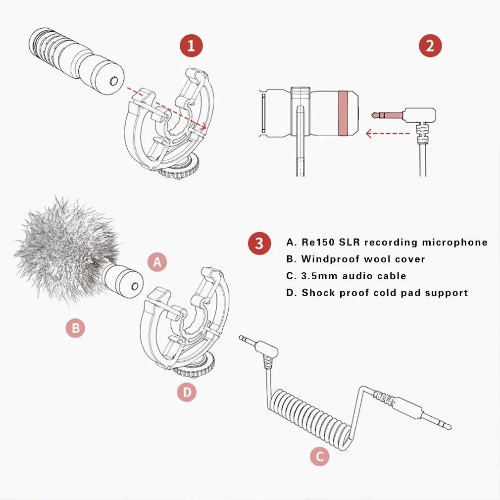 

RE150 Video Microphone For DSLR Camera Camcorders Smartphones Laptop Camera Microphone Recording Microphone