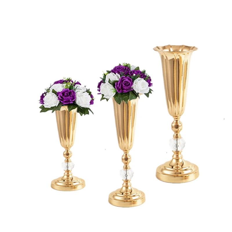 Металлические цветы вазы свадебный реквизит подсвечник позолоченный Железный
