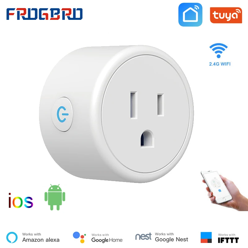 

FROGBRO Wifi Smart Plug US 110-240V Voice Control with Surge Protector Socket Outlet Timing Function Work With Alexa Google Home