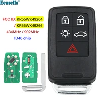 5 button remote key smart car key fob 434mhz 902mhz id46 chip for volvo xc60 s60 s60l v40 v60 s80 xc70 kr55wk49264 kr55wk49266